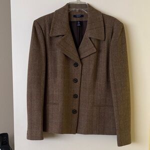 Chaps Brown Herringbone Wool-Blend Blazer